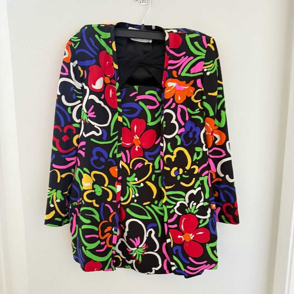 Vintage Geoffrey Beene Matching Set Outfit Strapless Dress + Blazer Jacket 6